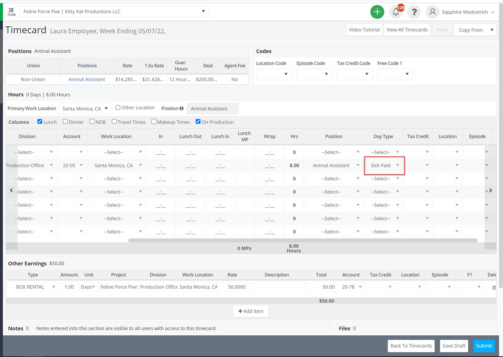 How to Enter Sick Time on a Timecard